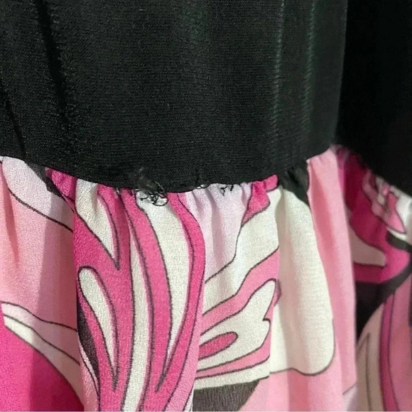 🎈La belle women pink and black babydoll psychedelic  floral bohemian maxi dress - Picture 7 of 9